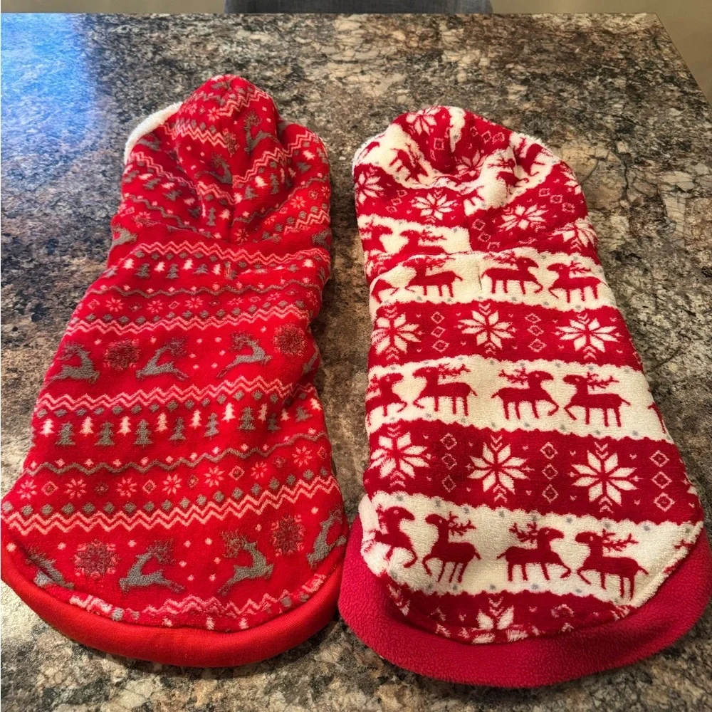 Red Festive Dog Sweaters with Reindeer Pattern